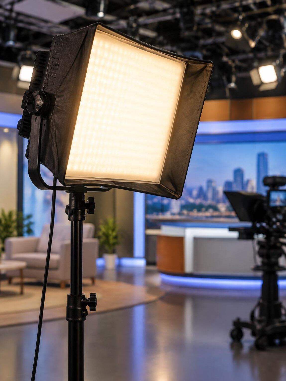 Studio light panel on a stand